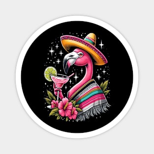 funny flamingo drinking margarita Magnet